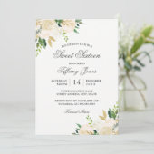 エレガントなゴールドの花の水彩画 スイート16 招待状 (スタンド正面)