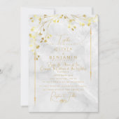 エレガントなゴールドの花フレーム ウェディング招待状 招待状 (正面)