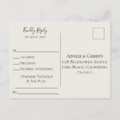 エレガントなゴールドの花モチーフの結婚式出欠確認カード インビテーションポストカード (裏面)