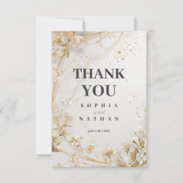 エレガントなゴールドの花柄の感謝カード サンキューカード