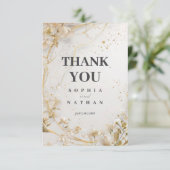 エレガントなゴールドの花柄の感謝カード サンキューカード (スタンド正面)