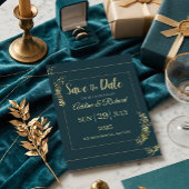エレガントなゴールドの花柄の「Save The Date」カード シーズンカード