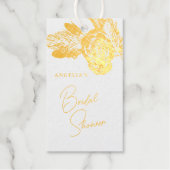 エレガントなゴールドの花柄デザインのギフトタグ ギフトタグ (正面)