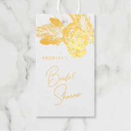 エレガントなゴールドの花柄フォイルギフトタグ ギフトタグ