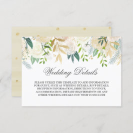 エレガントなゴールドの花柄水彩ウェディングディテール 招待状