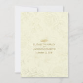 エレガントなゴールドの花模様のフレーム ウェディングディテール 招待状 (裏面)