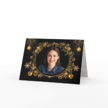 エレガントなゴールドの花模様の新年のパーティー招待状