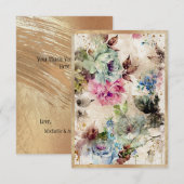 エレガントなゴールドの花模様の水彩抽象的なルースト サンキューカード (正面/裏面)