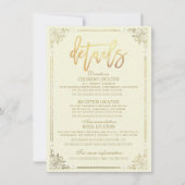 エレガントなゴールドの花模様フレーム ウェディングディレクションの詳細 招待状 (正面)