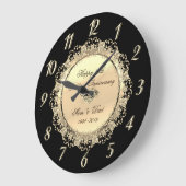 エレガントなゴールドの花模様25周年記念時計 ラージ壁時計 (傾斜)