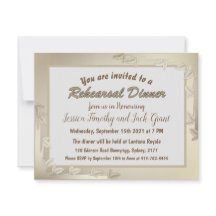 エレガントなゴールドの葉のウェディングリハーサルディナー