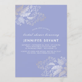 エレガントなゴールドの葉のラベンダー パープルのブライダルシャワー 招待状