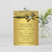 エレガントなゴールドの蝶ネクタイ 50周年パーティー 招待状 (スタンド正面)