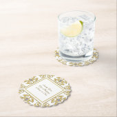 エレガントなゴールドの装飾枠(ダイヤモンドアクセント付き) ペーパーコースター (インサイチュ)