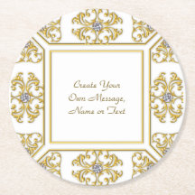 エレガントなゴールドの装飾枠（ダイヤモンドアクセント付き）