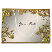 エレガントなゴールドの装飾的な花のギフトバッグ ラージペーパーバッグ (裏面)