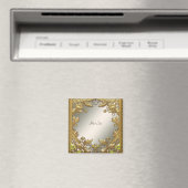 エレガントなゴールドの装飾花模様のマグネット マグネット (インサイチュ (食洗機))