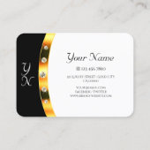 エレガントなゴールドの装飾 黒 白 モノグラム ダイヤモンド 名刺 (裏面)