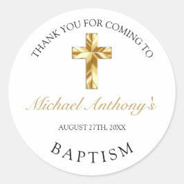 エレガントなゴールドの赤ちゃん洗礼感謝 ラウンドシール