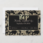 エレガントなゴールドの輝く渦巻きの出欠カード 招待状 (正面)