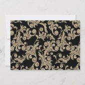 エレガントなゴールドの輝く渦巻きの出欠カード 招待状 (裏面)