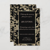 エレガントなゴールドの輝く渦巻き ウェディングレセプション 招待状 (正面/裏面)