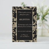 エレガントなゴールドの輝く渦 ウェディングレセプション 招待状 (スタンド正面)