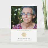 エレガントなゴールドの雪の結晶の写真　追悼記念 サンキューカード (正面)