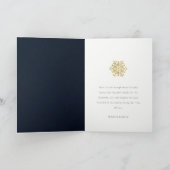 エレガントなゴールドの雪の結晶の写真 追悼記念 サンキューカード (内部)