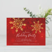 エレガントなゴールドの雪の結晶クリスマスパーティー 招待状 (スタンド正面)