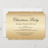 エレガントなゴールドの雪の結晶クリスマスホリデーパーティー 招待状 (正面)