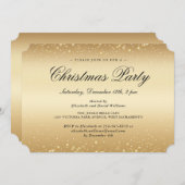 エレガントなゴールドの雪の結晶クリスマスホリデーパーティー 招待状 (正面/裏面)