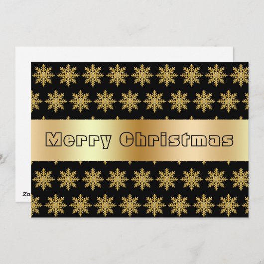 エレガントなゴールドの雪の結晶 フラットホリデーカード シーズンカード (正面/裏面)
