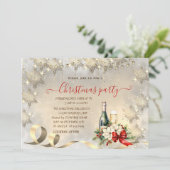 エレガントなゴールドの雪の結晶、企業のクリスマスパーティー 招待状 (スタンド正面)