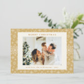 エレガントなゴールドの雪の結晶 現代の写真 クリスマス (スタンド正面)