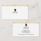 エレガントなゴールドの飾りが白背景に 名刺 (正面/裏面)