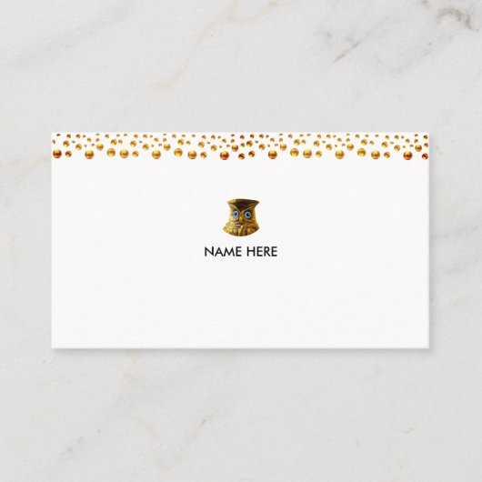 エレガントなゴールドの飾りが白背景に 名刺 (正面)