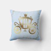 エレガントなゴールドの馬車 ブルーの絵本のプリンセス クッション (裏面)