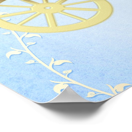 エレガントなゴールドの馬車 ブルーストーリーブックプリンセス ポスター (角)