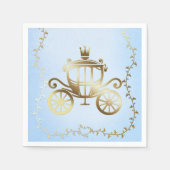 エレガントなゴールドの馬車 ブルーストーリーブック ロイヤル スタンダードカクテルナプキン (正面)