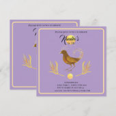 エレガントなゴールドの鳥の招待状 招待状 (正面/裏面)