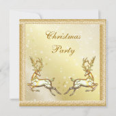 エレガントなゴールドの鹿 クラッシークリスマスパーティー 招待状 (正面)
