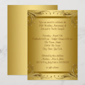 エレガントなゴールドの50周年結婚記念日パーティー 招待状 (正面/裏面)