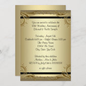 エレガントなゴールドの50周年結婚記念日パーティー 招待状 (正面/裏面)