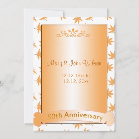 エレガントなゴールドの50周年記念招待状 招待状 (正面)