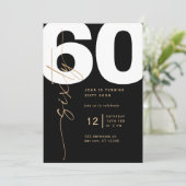 エレガントなゴールドの60歳誕生日招待状 招待状 (スタンド正面)