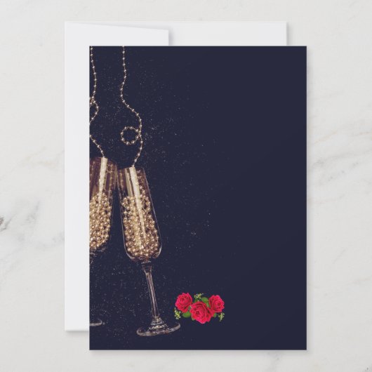 エレガントなゴールドアニバーサリーの赤いバラ サンキューカード (裏面)