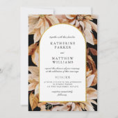 エレガントなゴールドアーチ秋の水彩花のウェディング招待状 招待状 (正面)