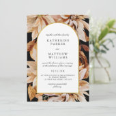 エレガントなゴールドアーチ秋の水彩花のウェディング招待状 招待状 (スタンド正面)