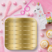 エレガントなゴールドイエローリボン ブライダルシャワー ペーパープレート (パーティー)